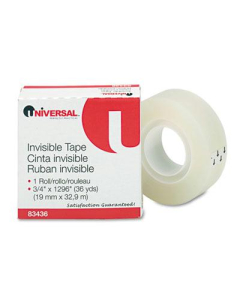 Universal 3/4" x 36 yds Invisible Office Tape, 1" Core