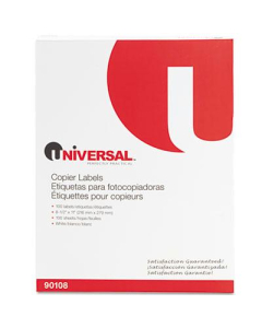 Universal 8-1/2" x 11" Copier Mailing Labels, Bright White, 100/Box