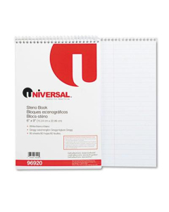 Universal 6" X 9" 80-Sheet Gregg Rule Steno Notepad, White Paper