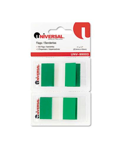 Universal One 1" x 1-3/4" Pop-Up Page Flags, Green, 100 Flags/Pack