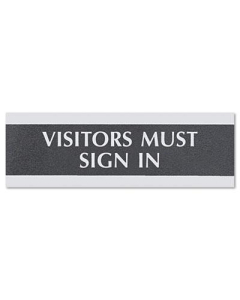 Headline Century 9" W x 3" H "Visitors Must Sign In" Office Sign