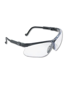 Uvex Genesis Wraparound Safety Glasses, Black Plastic Frame with Clear Lens
