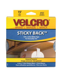 Velcro 3/4" x 15 ft. Sticky-Back Hook & Loop Fastener Tape with Dispenser, White