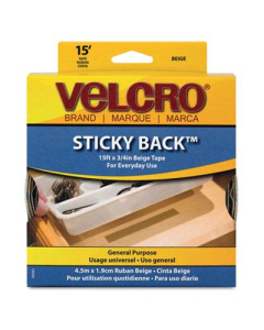 Velcro 3/4" x 15 ft. Sticky-Back Hook & Loop Fastener Tape with Dispenser, Beige