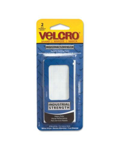 Velcro 4" x 2" Industrial Strength Sticky-Back Hook & Loop Fastener Strips, White, 2/Set