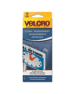 Velcro 5/8" Diameter Sticky-Back Hook & Loop Fasteners, Clear, 75/Pack