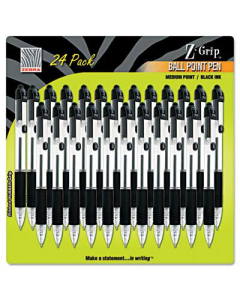 Zebra Z-Grip 1.0 mm Medium Retractable Ballpoint Pen, Black, 24-Pack