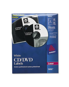 Avery Laser CD/DVD Labels, Matte White, 40/Pack