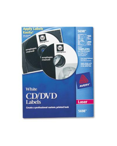 Avery Laser CD/DVD Labels, Matte White, 100/Pack