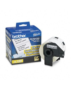Brother DK1209 Die-Cut 1.1" x 2.4" Paper Address Label Roll, White, 800/Roll