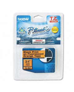 Brother P-Touch TZEB41 TZe Series 3/4" x 16.4 ft. Standard Labeling Tape, Black on Orange