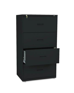 Basyx 434LP 4-Drawer 30" Wide Lateral File Cabinet, Letter & Legal Size, Black