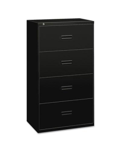 Basyx 484LP 4-Drawer 36" Wide Lateral File Cabinet, Letter & Legal Size, Black