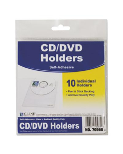 C-Line 5-1/3" x 5-1/2" Self-Adhesive CD Holder, 10/Pack