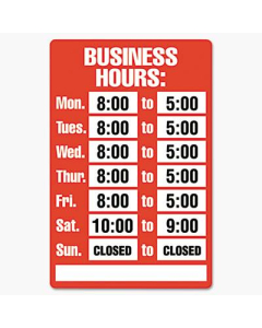 Cosco 15" W x 19" H Business Hours Sign Kit