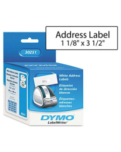 Dymo LabelWriter 30251 1-1/8" x 3-1/2" Address Labels, White, 260/Pack