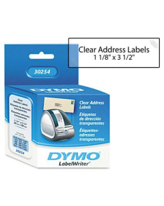 Dymo LabelWriter 30254 1-1/8" x 3-1/2" Address Labels, Clear, 130/Pack