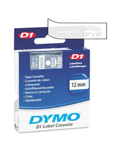 Dymo D1 45020 Polyester 1/2" x 23 ft. Label Maker Tape, White on Clear