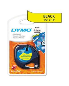 Dymo LetraTag 91332 Polyester 1/2" x 13 ft. Label Tape Cassette, Hyper Yellow