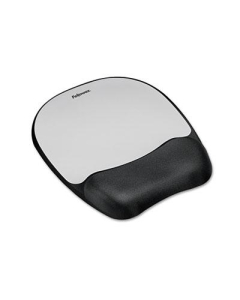 Fellowes 8" x 9-1/4" Mouse Pad with Memory Foam Wrist Rest, Silver