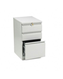 HON Efficiencies 33720RQ 3-Drawer Box/Box/File Radius Pull Mobile Pedestal, Light Gray