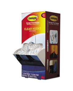 Command Medium Clear Hooks & Strips, 50 Hooks & 50 Adhesive Strips/Carton