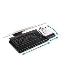 3M 17" Track Knob Adjustable Keyboard Tray with Platform, Black