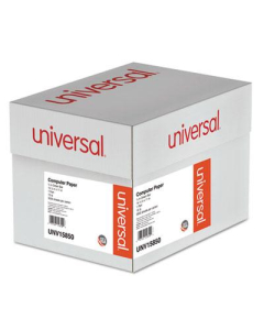 Universal 14-7/8" x 11", 15lb, 3000-Sheets, 1/2" Green-Bar Computer Printout Paper