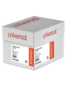 Universal 14-7/8" x 11", 18lb, 2600-Sheets, 1/2" Green-Bar Computer Printout Paper