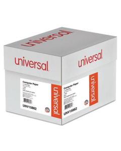 Universal 14-7/8" x 11", 20lb, 2400-Sheets, 1/2" Blue-Bar Computer Printout Paper