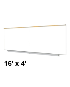 Ghent A2M416-M Premium Centurion 16 ft. x 4 ft. Porcelain Magnetic Whiteboard with Map Rail