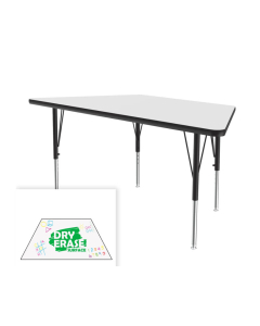 Correll Dry Erase 60" W x 30" D Trapezoid-Shaped Activity Table, Frosty White