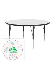 Correll Dry Erase 42" Round Activity Table, Frosty White