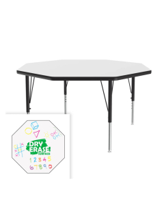 Correll Dry Erase 48" Octagon-Shaped Activity Table, Frosty White
