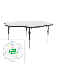 Correll Dry Erase 60" Six-Leaf-Shaped Activity Table, Frosty White 