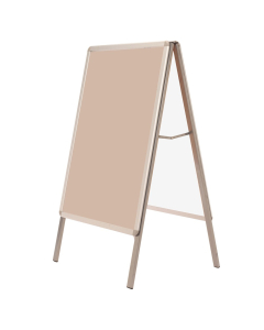 Queue Solutions 23" x 33" Double Sided A-Frame Poster Stand, Satin Aluminum