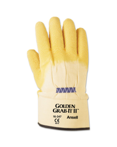AnsellPro Golden Grab-It II Heavy-Duty Work Gloves, Size 10, Latex/Jersey, Yellow, 12/Pair