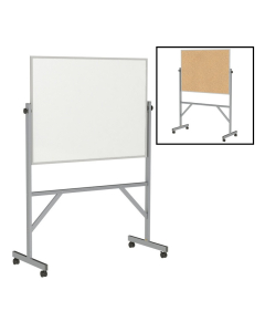 Ghent Dry Erase and Natural Cork 4' x 3' Aluminum Frame Reversible Mobile Whiteboard