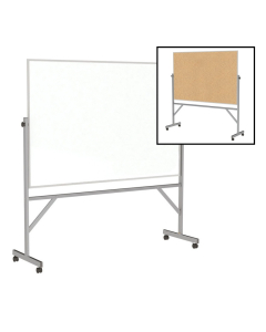 Ghent Dry Erase and Natural Cork 6' x 4' Aluminum Frame Reversible Mobile Whiteboard
