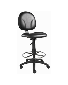 Boss Antimicrobial Caressoft Contoured Back Drafting Stool, Footring, Black