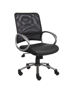 Boss B6406-BK Professional Mesh-Back LeatherPlus Managers Chair 