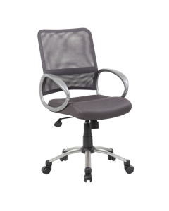 Boss B6416-CG Mesh-Back Fabric Mid-Back Task Chair, Grey