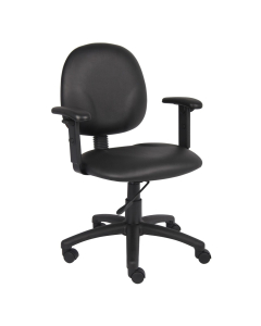 Boss Antimicrobial Caressoft Adjustable Arms Ergonomic Mid-Back Task Chair, Black