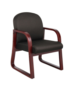 Boss B9570 Fabric Wood Low-Back Reception Guest Chair (Shown in Black)
