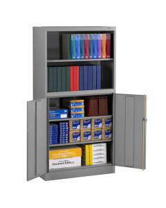 Tennsco 36" W x 18" D x 72" H Combination Bookcase Storage Cabinet (Shown in Medium Grey)