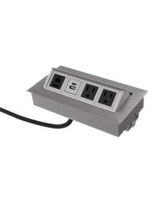 Mho 2-Power Outlet, 1-USAB-A+C Charging Port & Ethernet Pop-Up Power Module (Shown in Silver)
