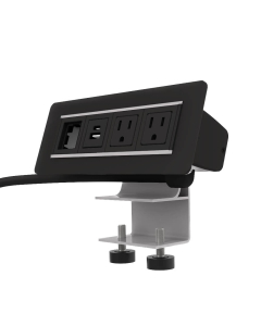 Axil X 2-Power Outlet, 1-USB-A+C Charging & Open Data Port Edge Mount Clamp Power Module 72" Cord, (Shown in Black)