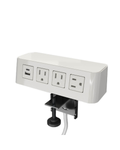 Burele 3-Power Outlet, USB-A & USB-C Charging Port Edge Mount Clamp Power Module 72" Cord, White