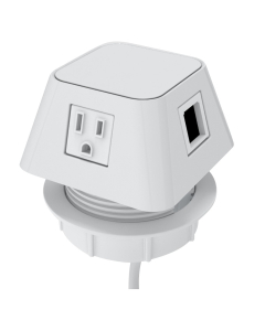 Moire 2-Power Outlet & 2 Open Data Port Hole Mount Power Module 72" Cord (Shown in White)
