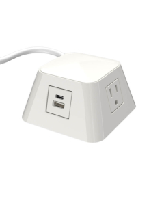 Moire 2-Power Outlet & 1-USB-A+C Charging Port Table Top Power Module 72" Cord (Shown in White)